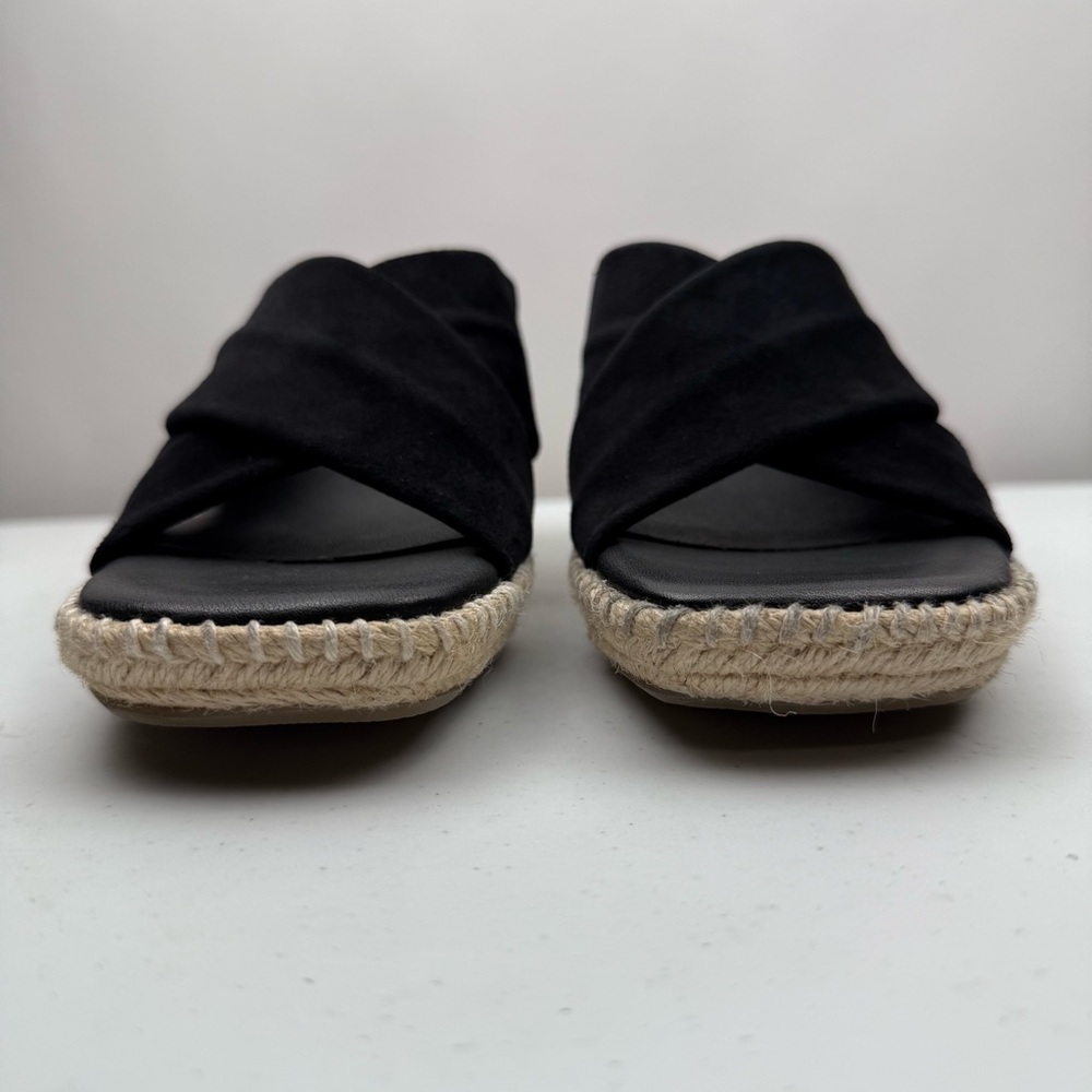 NIB SoftWalk Sz 9N Women's Hastings Jute Platform Wedge Sandal Suede Black - Picture 6 of 10